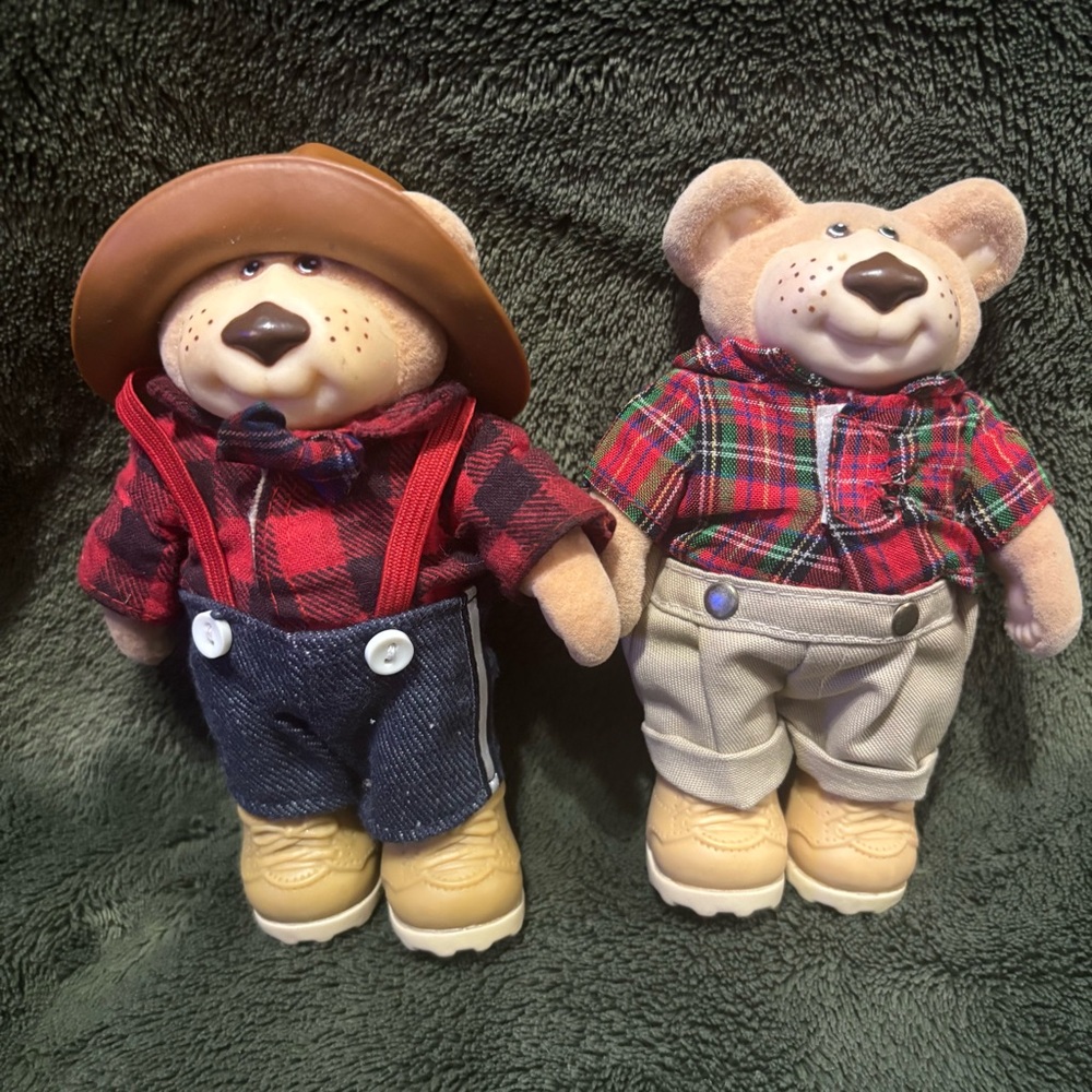 Vintage Furskins Bears 1980s Xavier Roberts 7” Plush Dolls Lot of 2